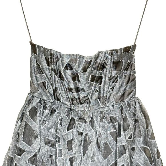 Alice + Olivia Kristin Gray Strapless Tube Mini Cocktail Dress Wool Silk Blend - Picture 2 of 11